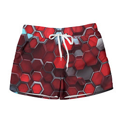 Женские шорты Cyber hexagon red