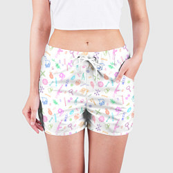 Шорты женские Оружие - цветной на белом, цвет: 3D-принт — фото 2