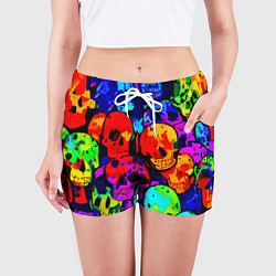 Шорты женские Паттерн из черепов - поп-арт - мода, цвет: 3D-принт — фото 2