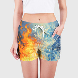 Шорты женские Вода и пламя абстракция, цвет: 3D-принт — фото 2