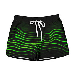 Женские шорты Зеленые абстрактные волны