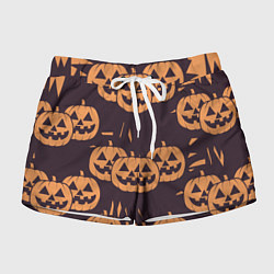 Женские шорты Фонарь джек в грандж стиле halloween тыква cartoon