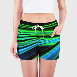 Шорты женские Green black abstract, цвет: 3D-принт — фото 2