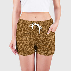 Шорты женские Кофе и чай - коричневый, цвет: 3D-принт — фото 2