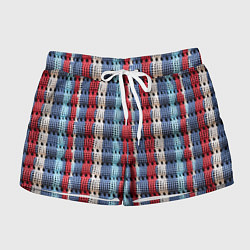 Шорты женские Вязаный узор разноцветные вертикальные полосы, цвет: 3D-принт