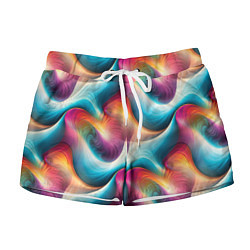 Женские шорты Волнообразная разноцветная абстракция