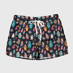 Женские шорты Весёлые монстры на вечеринке