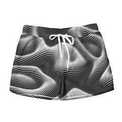 Шорты женские Чёрно белый точечный абстрактный фон, цвет: 3D-принт
