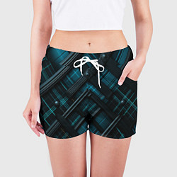 Шорты женские Тёмно-синяя диагональная клетка в шотландском стил, цвет: 3D-принт — фото 2