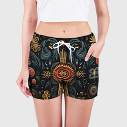 Шорты женские Паттерн в славянской стилистике, цвет: 3D-принт — фото 2