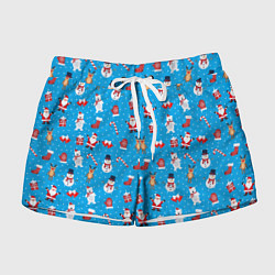 Женские шорты Новогодний голубой принт
