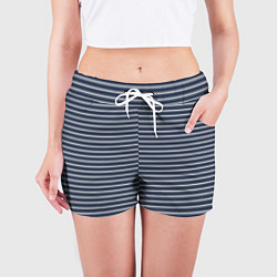 Шорты женские Тёмно-синий в полоску, цвет: 3D-принт — фото 2