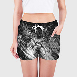 Шорты женские Чёрный мрамор, цвет: 3D-принт — фото 2