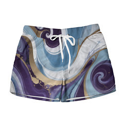 Женские шорты Абстрактный волнистый узор фиолетовый с голубым