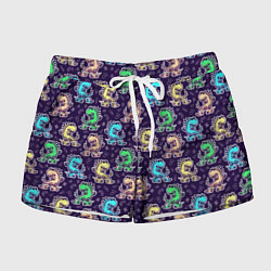 Женские шорты Динозаврик на скейтборде