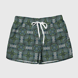 Шорты женские Малахитовый индейский орнамент, цвет: 3D-принт