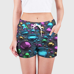 Шорты женские Абстрактция с разноцветными металлическими овалами, цвет: 3D-принт — фото 2
