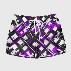 Шорты женские Фиолетовые и чёрные мазки, цвет: 3D-принт