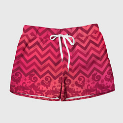 Шорты женские Зигзаги и листья в стиле рококо, цвет: 3D-принт