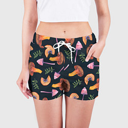 Шорты женские Goblincore - болотные грибы, цвет: 3D-принт — фото 2