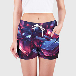 Шорты женские Абстрактные стеклянные камни, цвет: 3D-принт — фото 2