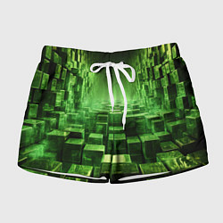 Шорты женские Зеленые квадраты в лабиринте, цвет: 3D-принт