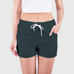 Шорты женские Полосы цепочки серо-зелёный, цвет: 3D-принт — фото 2