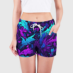 Шорты женские Абстрактный камуфляж в кислотных абстрактных пятна, цвет: 3D-принт — фото 2