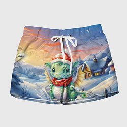 Шорты женские Милый маленький дракон новогодний 2024 года нового, цвет: 3D-принт