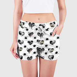 Шорты женские Брызги и капли в форме сердечки, цвет: 3D-принт — фото 2