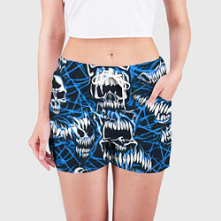 Шорты женские Белые зубы и синие линии, цвет: 3D-принт — фото 2