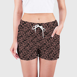 Шорты женские Паттерн тёмно-розовый узоры, цвет: 3D-принт — фото 2