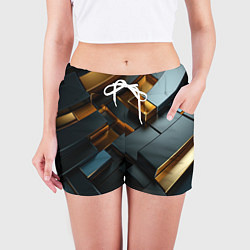 Шорты женские Черные и золотые слитки, цвет: 3D-принт — фото 2