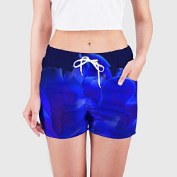 Шорты женские Неоновый синий цветок, цвет: 3D-принт — фото 2