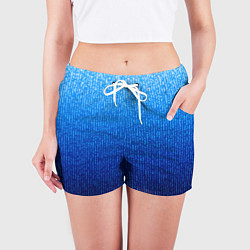 Шорты женские Сине-голубой в вертикальную полоску, цвет: 3D-принт — фото 2
