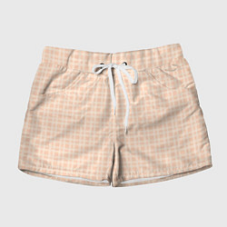Шорты женские Светлый персиковый клетчатый, цвет: 3D-принт