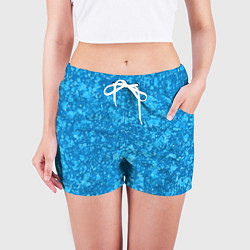 Шорты женские Ярко-голубой абстракция космический, цвет: 3D-принт — фото 2