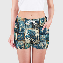 Шорты женские Рыцарь на пэчворк дениме, цвет: 3D-принт — фото 2