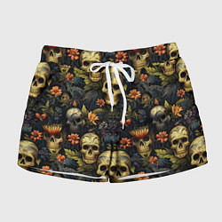 Шорты женские Осень и черепа, цвет: 3D-принт
