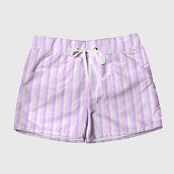 Шорты женские Светло-сиреневый полосатый, цвет: 3D-принт