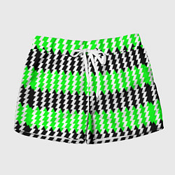 Шорты женские Вертикальные чёрно-зелёные полосы, цвет: 3D-принт