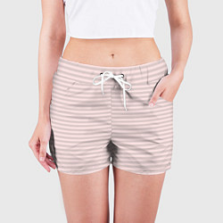 Шорты женские Бледный серо-розовый в полоску, цвет: 3D-принт — фото 2