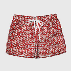 Женские шорты Белые плюсики на красном фоне