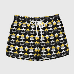 Женские шорты Желто черный с белым геометрический узор