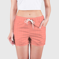 Шорты женские Персиковый клетчатый, цвет: 3D-принт — фото 2