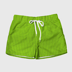 Женские шорты Ярко-зелёный в маленькие чёрные полоски