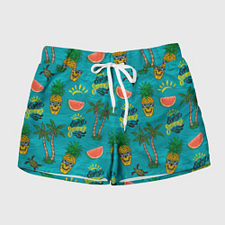 Шорты женские Enjoy summer pattern - pineapple, цвет: 3D-принт