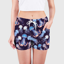 Шорты женские Светящиеся медузы, цвет: 3D-принт — фото 2