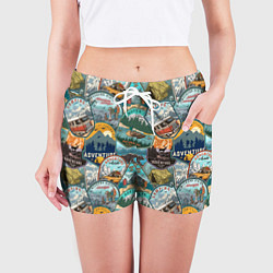 Шорты женские Adventure stickers, цвет: 3D-принт — фото 2
