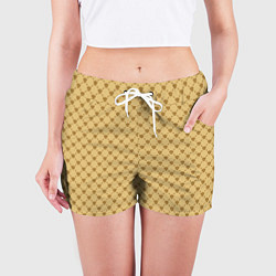 Шорты женские Паттерн орлы бежевый luxury, цвет: 3D-принт — фото 2